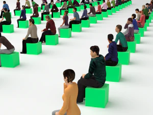 Low Poly Rigged and Animated Sitting People Pack - 200 Pieces 3D Model