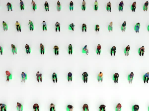 Low Poly Rigged and Animated Sitting People Pack - 200 Pieces 3D Model
