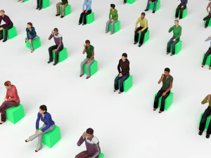 Low Poly Rigged and Animated Sitting People Pack - 200 Pieces 3D Model
