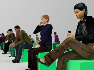 Low Poly Rigged and Animated Sitting People Pack - 200 Pieces 3D Model