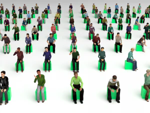 Low Poly Rigged and Animated Sitting People Pack - 200 Pieces 3D Model
