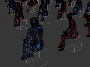 Low Poly Rigged and Animated Sitting People Pack - 200 Pieces 3D Model