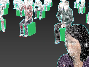 Low Poly Rigged and Animated Sitting People Pack - 200 Pieces 3D Model