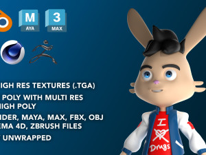 Cartoon Rabbit 3D Model