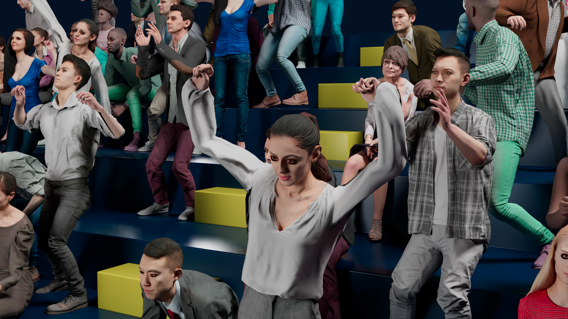 Low Poly People Pack - 95 Pieces Cheering Animated People Pack 3D Model .c4d .max .obj .3ds .fbx .stl .blend 