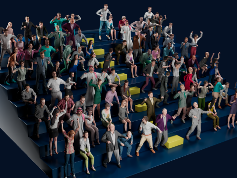 Low Poly People Pack - 95 Pieces Cheering Animated People Pack Modelo 3D