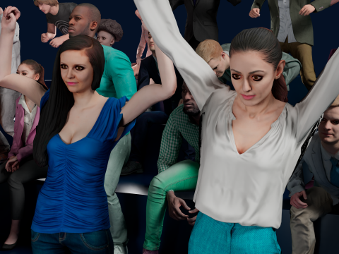 Low Poly People Pack - 95 Pieces Cheering Animated People Pack Modelo 3D