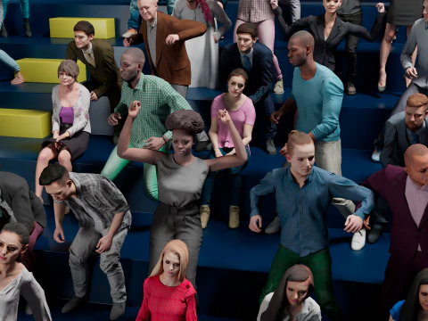Low Poly People Pack - 95 Pieces Cheering Animated People Pack 3D Model
