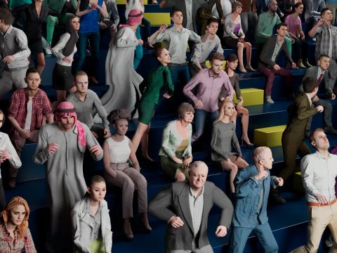 Low Poly People Pack - 95 Pieces Cheering Animated People Pack 3D Model