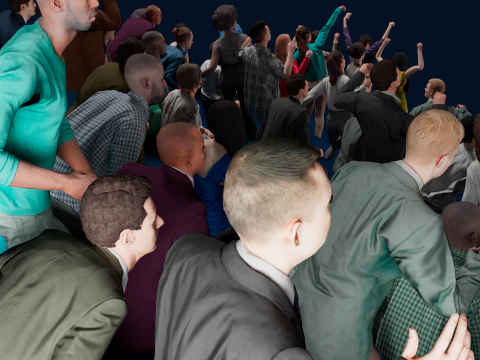 Low Poly People Pack - 95 Pieces Cheering Animated People Pack 3D Model