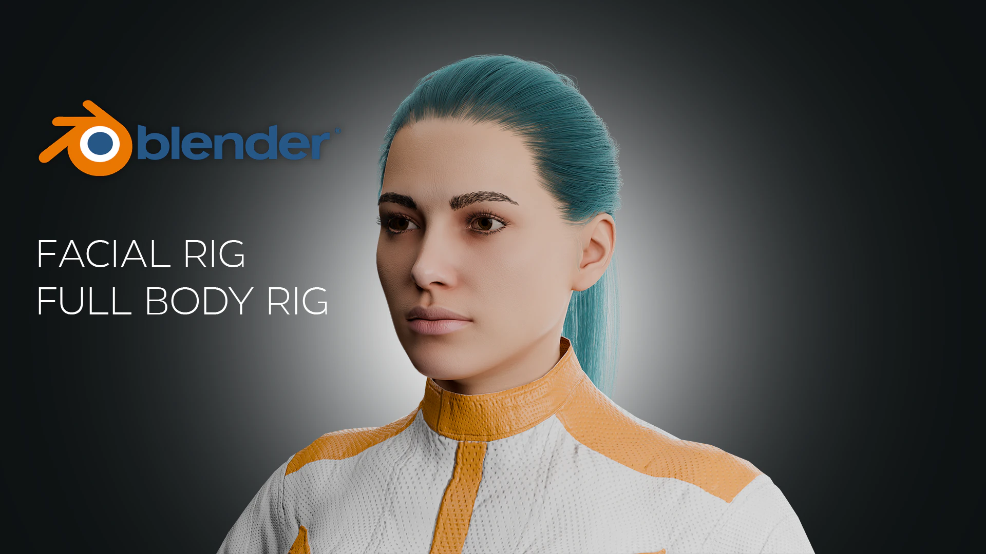 Realistic Sci-Fi Fully Rigged Girl 3D Model .c4d .max .obj .3ds .fbx .stl .blend