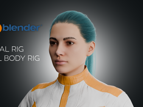 Realistic Sci-Fi Fully Rigged Girl 3D Модель