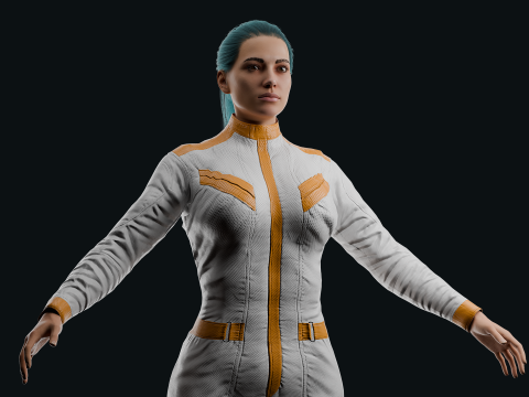 Realistic Sci-Fi Fully Rigged Girl Model 3D
