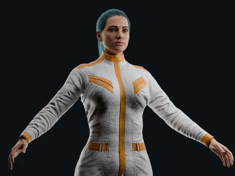 Realistic Sci-Fi Fully Rigged Girl 3D Model