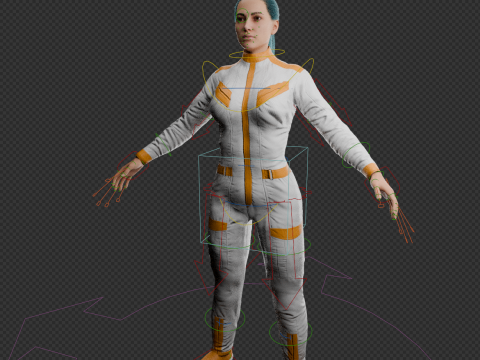 Realistic Sci-Fi Fully Rigged Girl Model 3D
