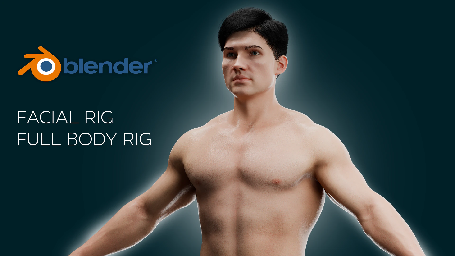 Realistic Muscular Guy Fully Rigged Low-poly 3D Model .c4d .max .obj .3ds .fbx .stl .blend 