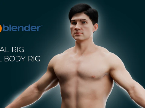 Chico musculoso realista totalmente equipado Low-poly Modelo 3D