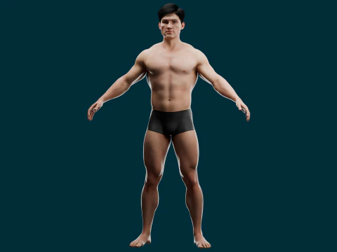 Realistic Muscular Guy Fully Rigged Low-poly 3D Model