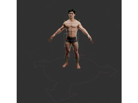 Realistic Muscular Guy Fully Rigged Low-poly 3D Model