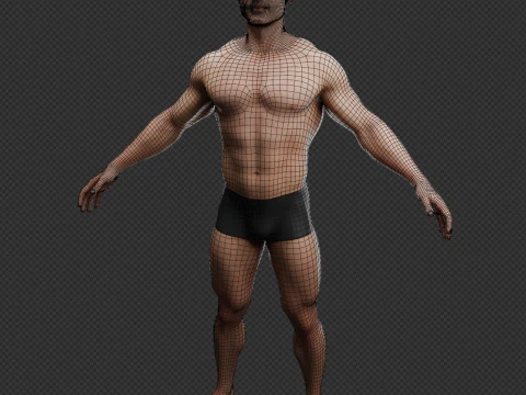 Realistic Muscular Guy Fully Rigged Low-poly 3D Model