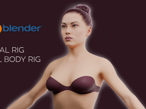Realistic Bikini Girl Fully Rigged 3D Модель