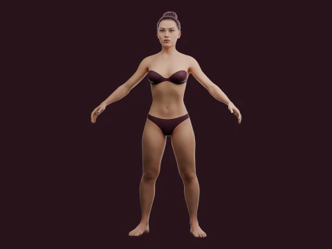 Realistic Bikini Girl Fully Rigged 3D Model