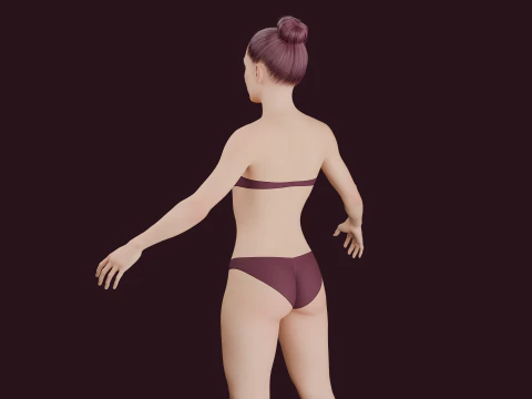 Realistic Bikini Girl Fully Rigged 3D Model