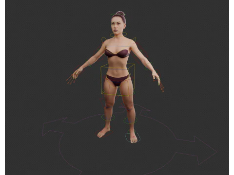 Realistic Bikini Girl Fully Rigged 3D Model