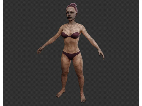 Realistic Bikini Girl Fully Rigged 3D Model