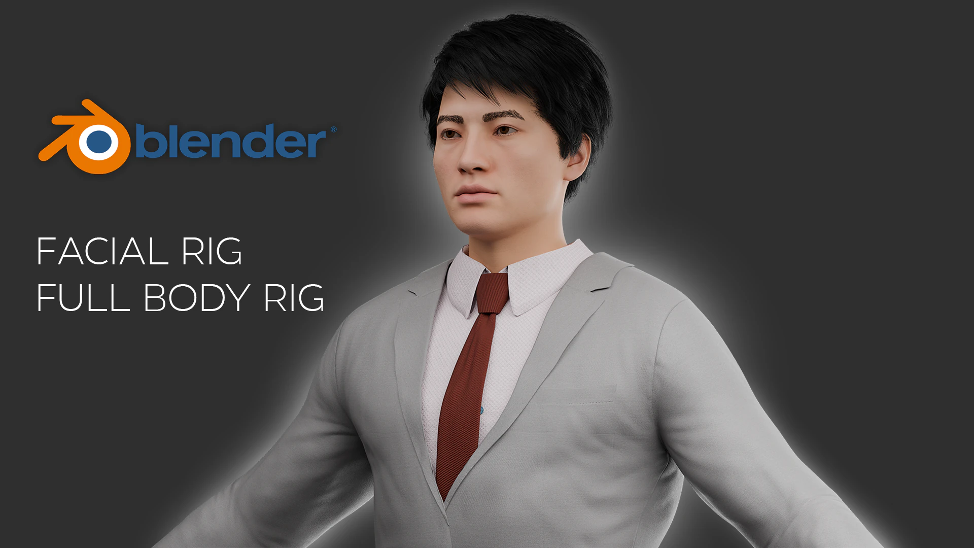 Realistic Asian Business Man Fully Rigged 3D Model .c4d .max .obj .3ds .fbx .stl .blend 