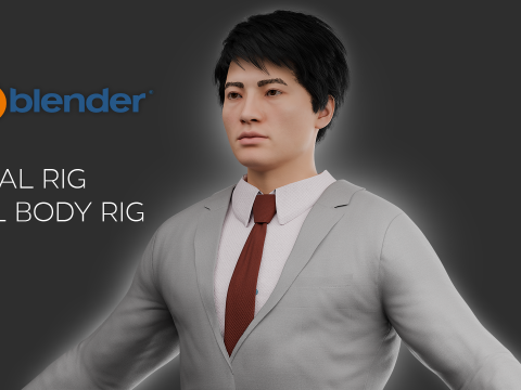 Realistic Asian Business Man Fully Rigged 3D 모델