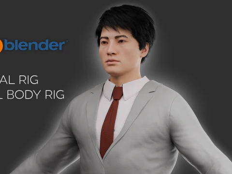 Realistische Aziatische zakenman volledig opgetuigd 3D Model