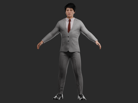 Realistic Asian Business Man Fully Rigged 3D Модель