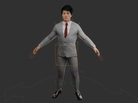 Realistic Asian Business Man Fully Rigged 3D Модель