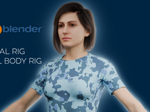 Realistic Casual Girl Fully Rigged 3D Модель