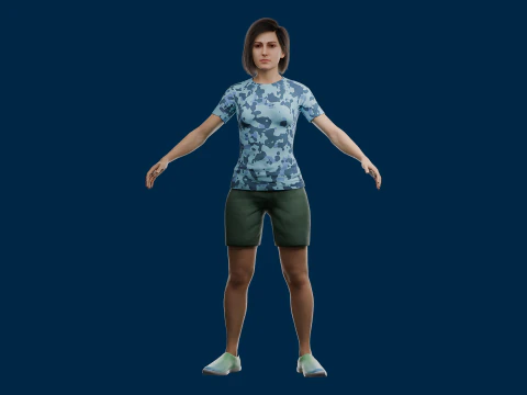 Realistic Casual Girl Fully Rigged 3D Model