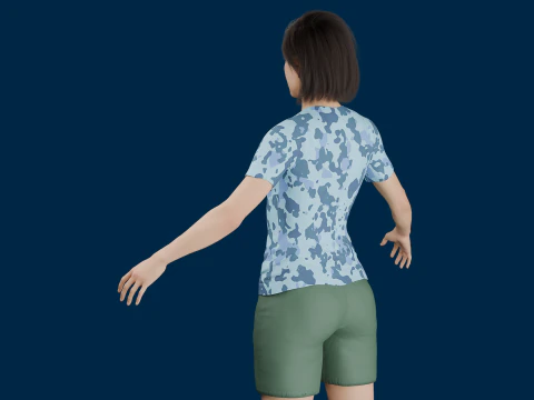 Realistic Casual Girl Fully Rigged 3D Model