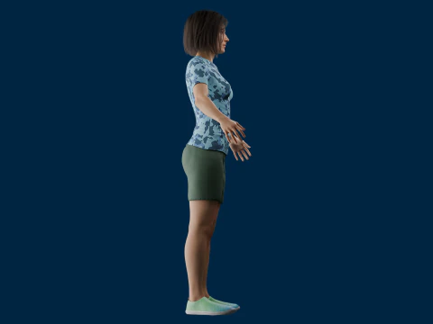 Realistic Casual Girl Fully Rigged 3D Model