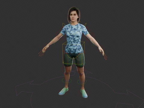 Realistic Casual Girl Fully Rigged 3D Model