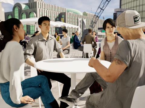 Low Poly Animated People Pack - 95 Pieces Cafe Animated People Pack 3D Model