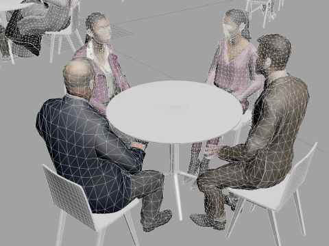 Low Poly Animated People Pack - 95 Pieces Cafe Animated People Pack 3D Model