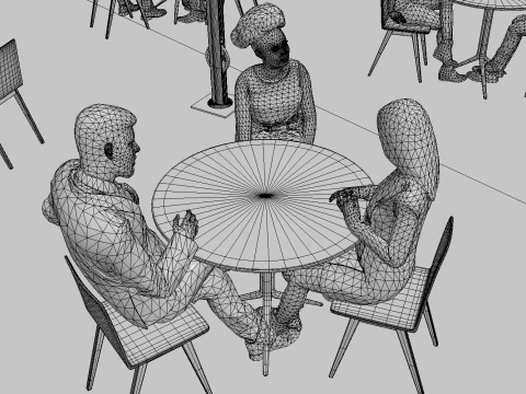 Low Poly Animated People Pack - 95 Pieces Cafe Animated People Pack 3D Model