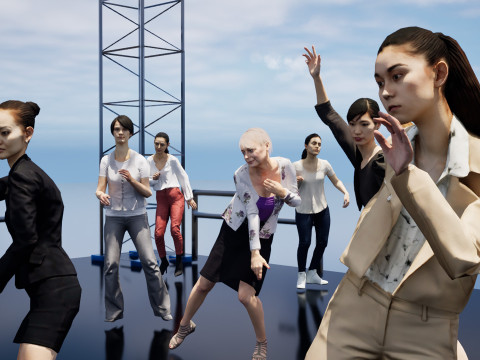 Low-Poly-animiertes Personenpaket – Tanzende Frauenpaket 3D Modell