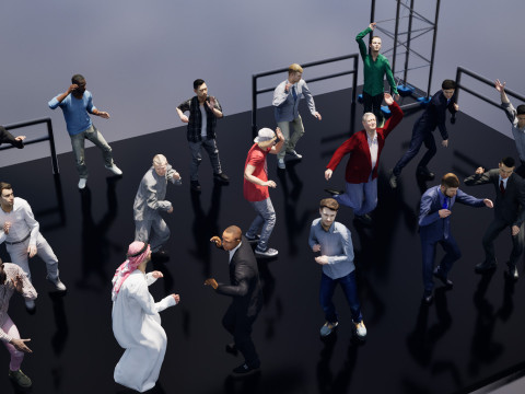 Pack de personnes animées Low Poly - Pack d'hommes dansants Modèle 3D
