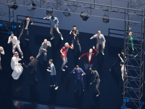 Pack de personnes animées Low Poly - Pack d'hommes dansants Modèle 3D