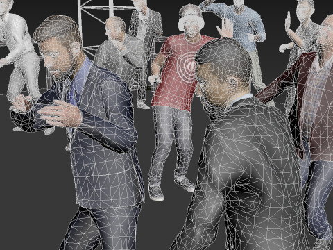 Pack de personnes animées Low Poly - Pack d'hommes dansants Modèle 3D