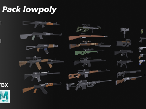 Weapons pack Lowpoly Modelo 3D
