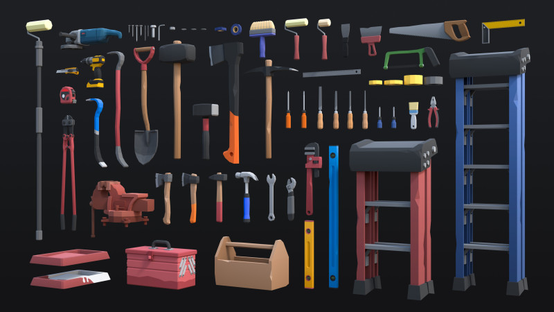Tools Pack - Lowpoly 3D Модель .c4d .max .obj .3ds .fbx .stl .blend