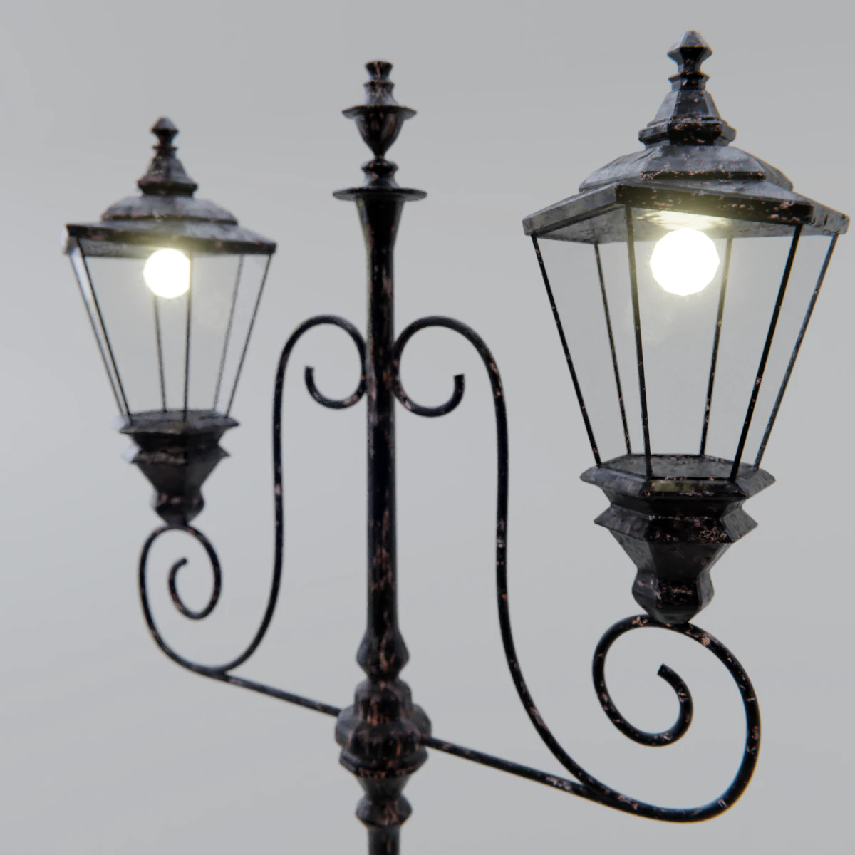 old street lamp post 3D Model .c4d .max .obj .3ds .fbx .stl .blend 