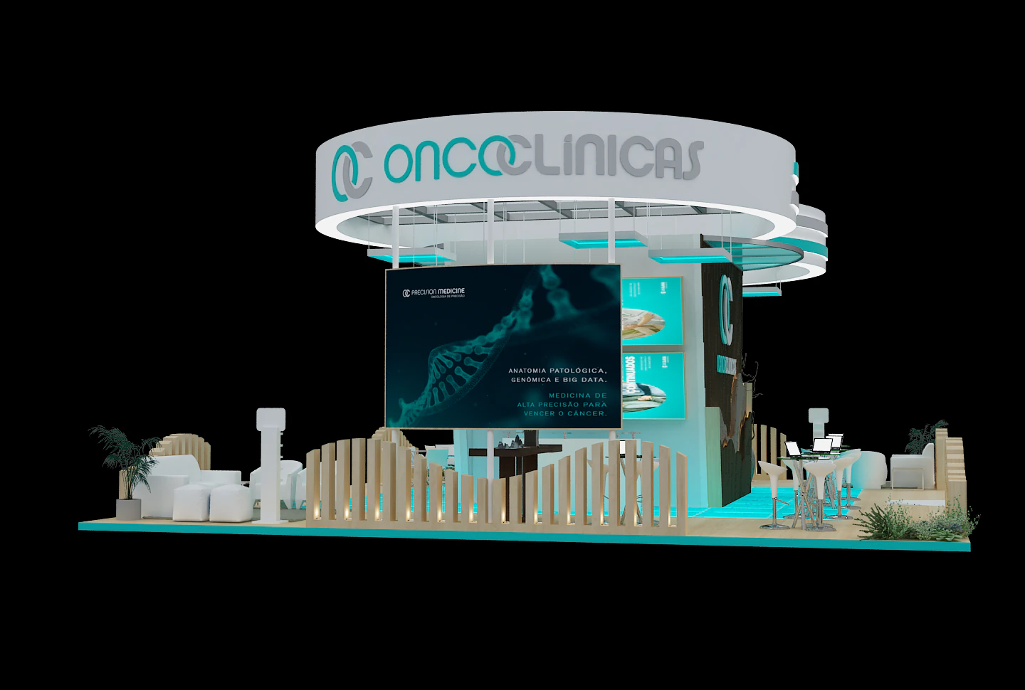 Booth Oncoclincas 3D Model .c4d .max .obj .3ds .fbx .stl .blend 
